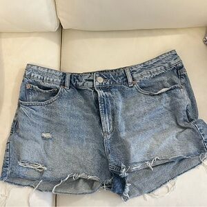 Garage Light Blue Distressed Denim Shorts